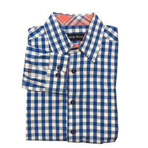 Lucky Luciano Franklin Gingham‎ Shirt Long Sleeve Button Down Plaid Trim Casual